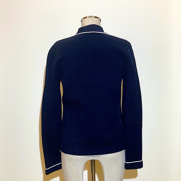 💥EUC💥 Lauren Ralph Lauren Navy Sweater Jacket w/White Piping - Size Small✨✨✨ - Picture 6 of 10